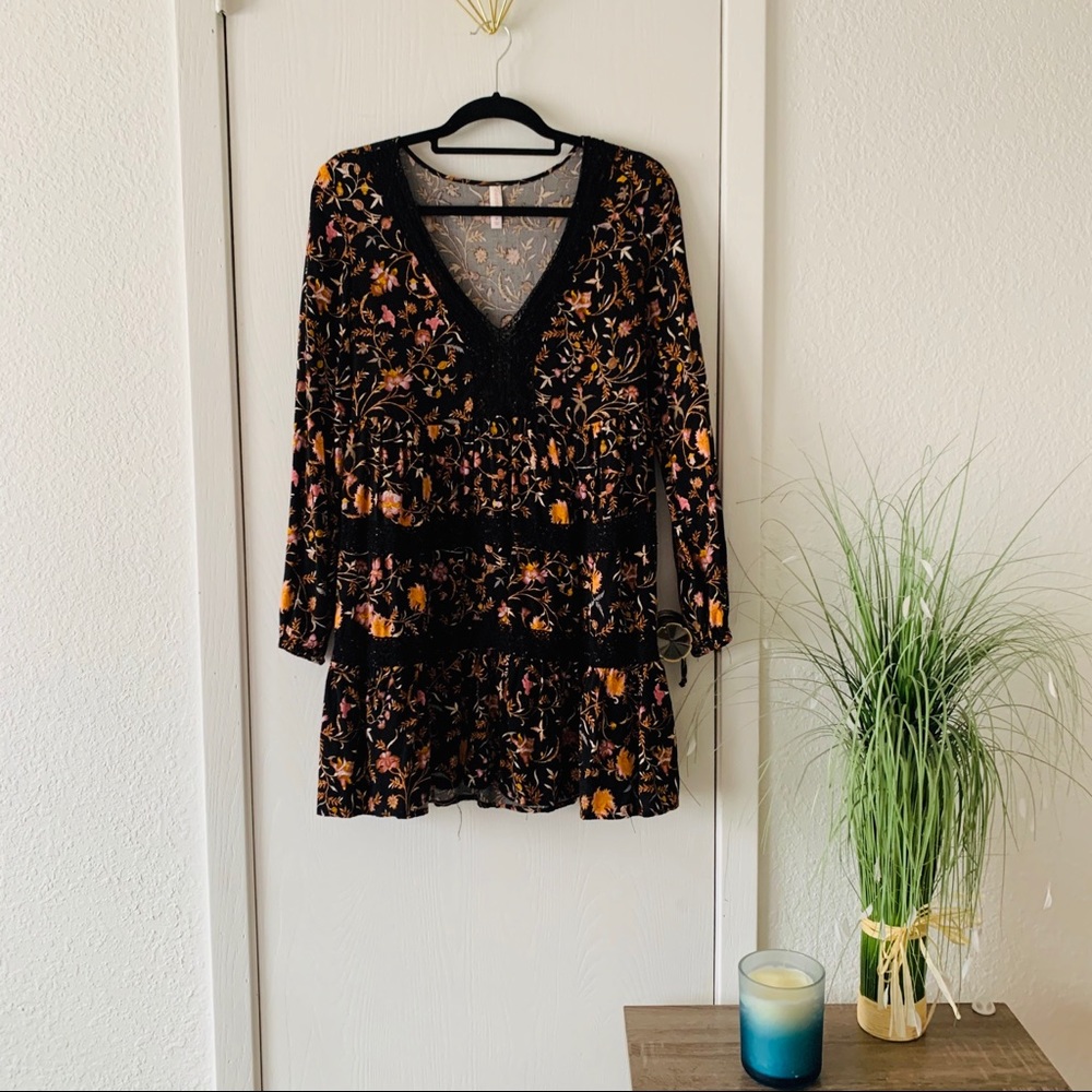 Long Sleeve Floral Boho Dress